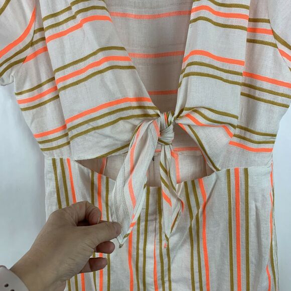 Kendall + Kylie Womens Tie Front Colorblock Stripe Jumpsuit V Neck NWOT Size M - Picture 6 of 10
